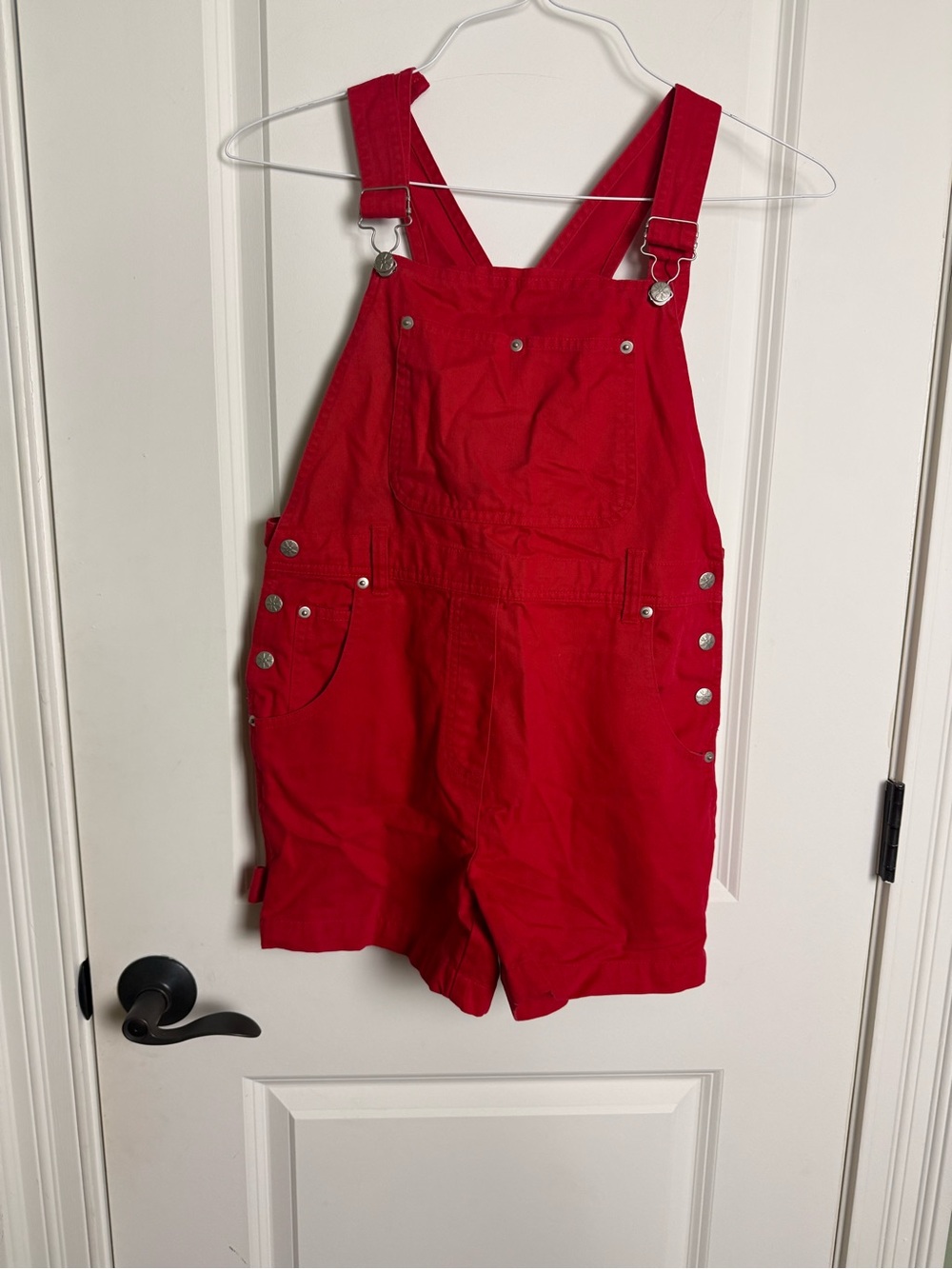 Vintage J. Khaki Red Girls Dress with Silver Buttons